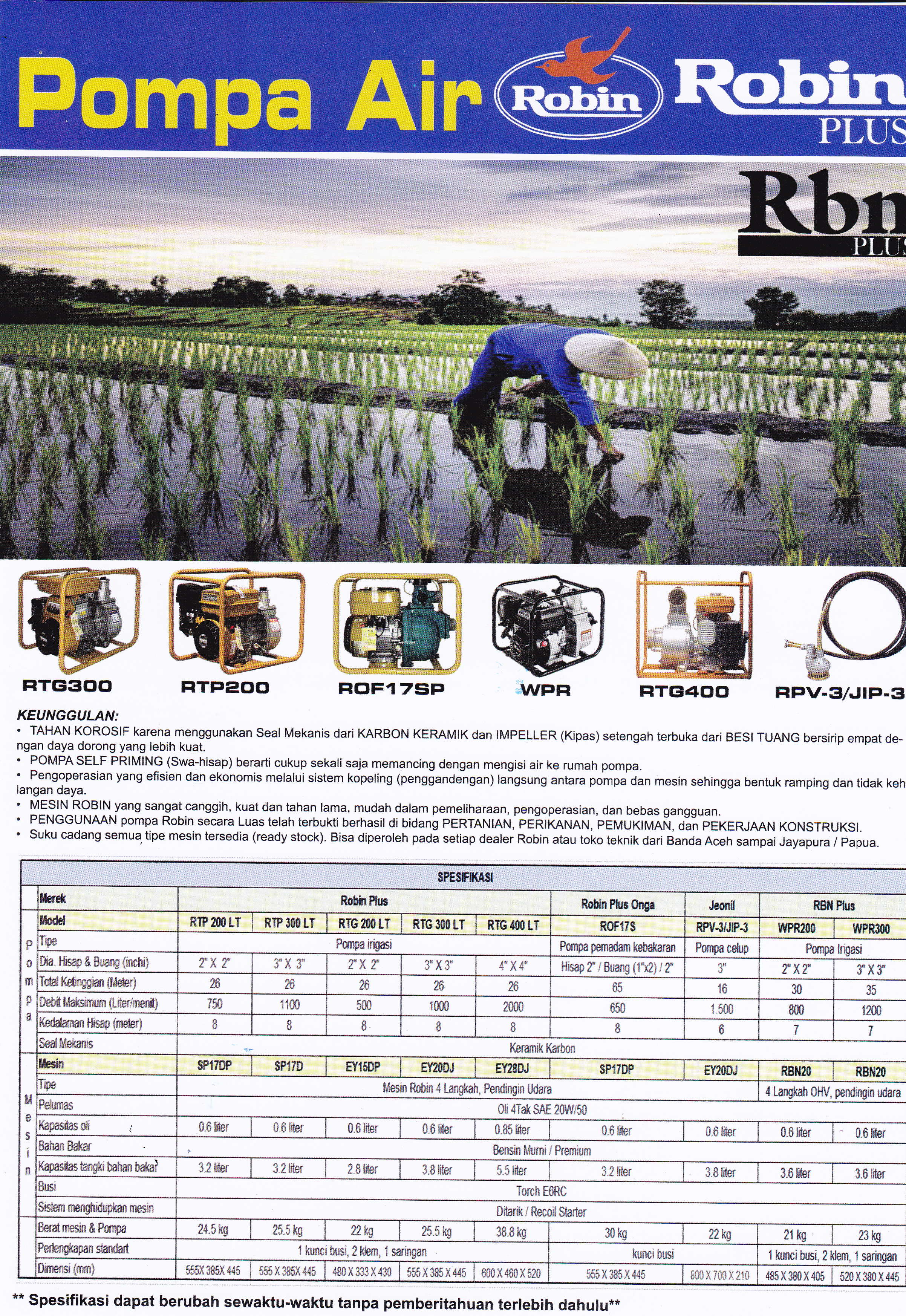 Brosur Pompa Air Robin PLUS & RBN PLUS